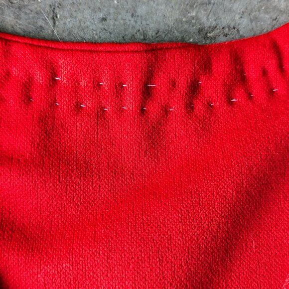 Vintage Handmade Red Floral Trim Lace Up Front Vest - Picture 7 of 9